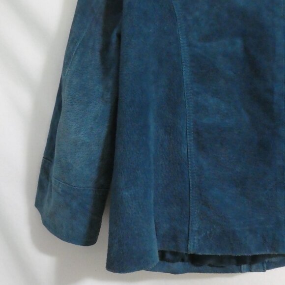 CHICO'S | size 2 | Blue Suede Button-Up Front Jacket - Picture 12 of 14